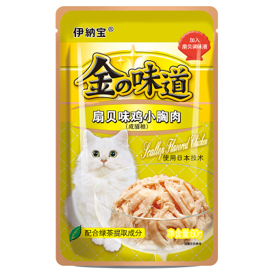 伊纳宝 妙好金味道猫湿粮 成猫粮 60g/包 扇贝味鸡小胸肉