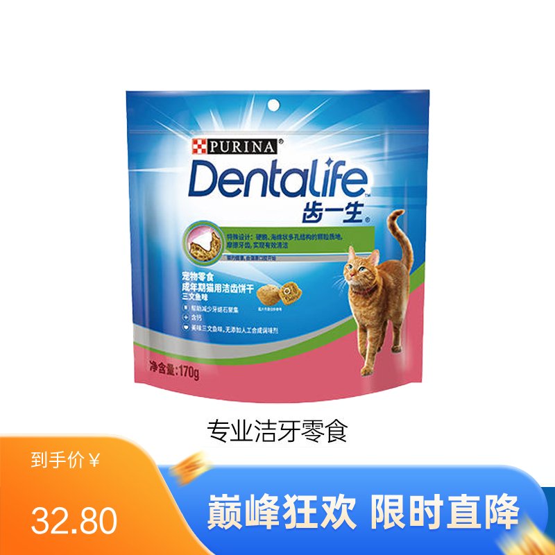 冠能 齿一生 猫用洁齿饼干 三文鱼口味 170g