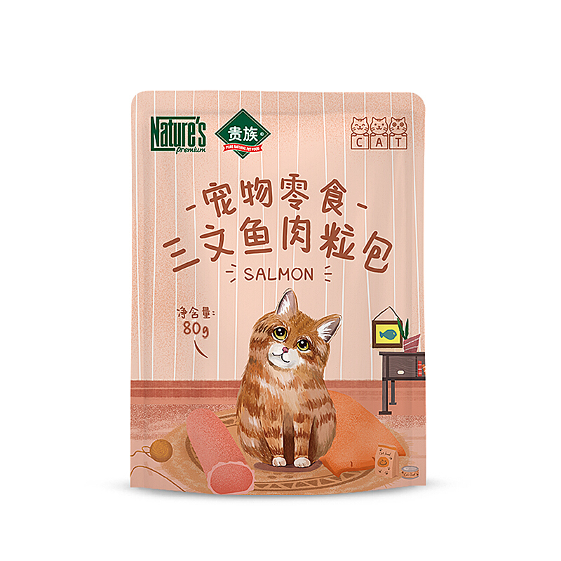 贵族 猫用三文鱼肉粒包 80g/袋