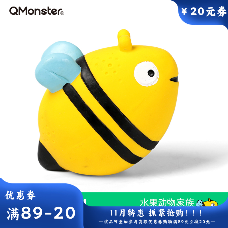 Qmonster怪有趣 水果动物系列 天然乳胶狗狗玩具 柠檬蜜蜂
